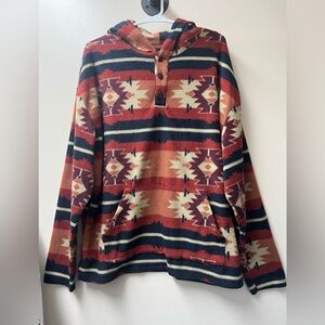 Como Man Men’s Southwestern Aztec Fleece Pullover Henley Hoodie Cozy Warm L